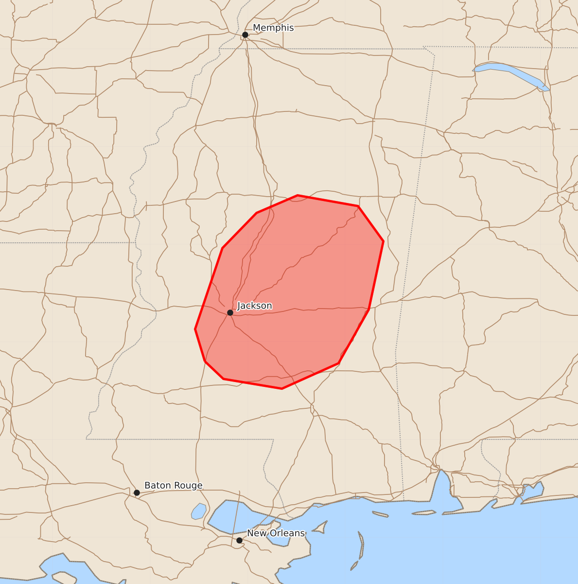 Risk area map for Mesoscale Discussion 2063