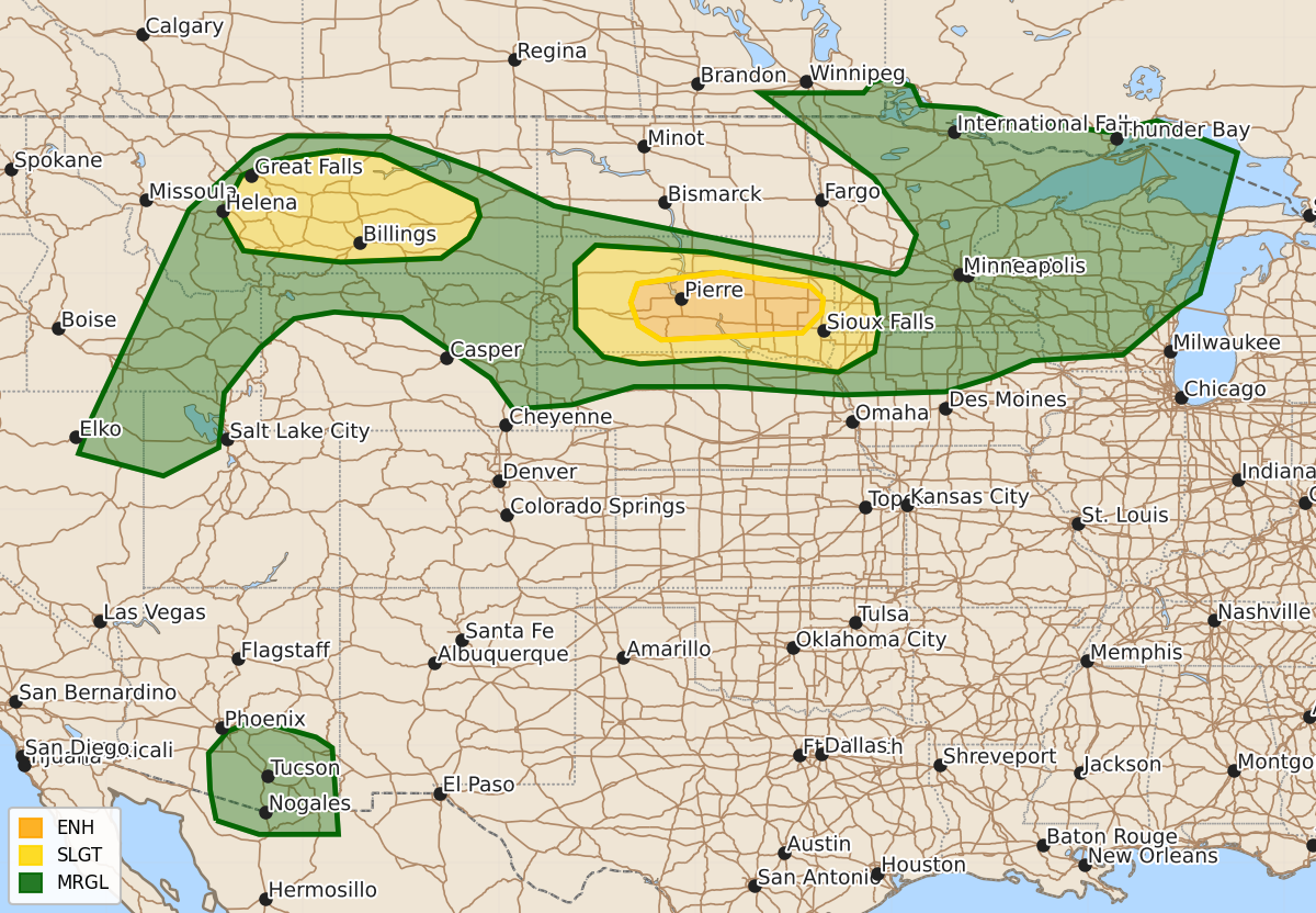 Risk area map for Day 1 Areal Outline