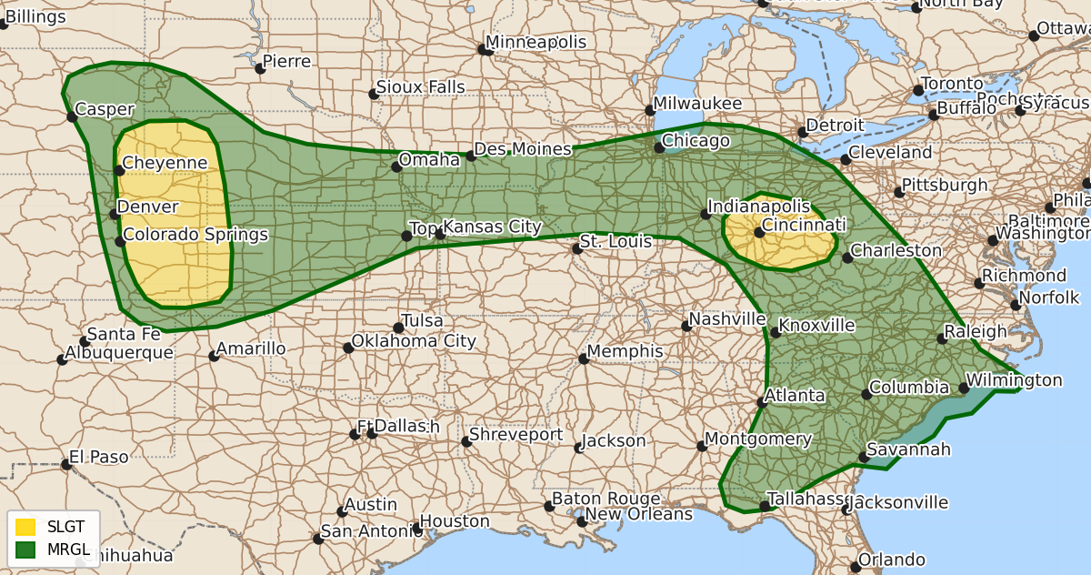 Risk area map for Day 1 Areal Outline
