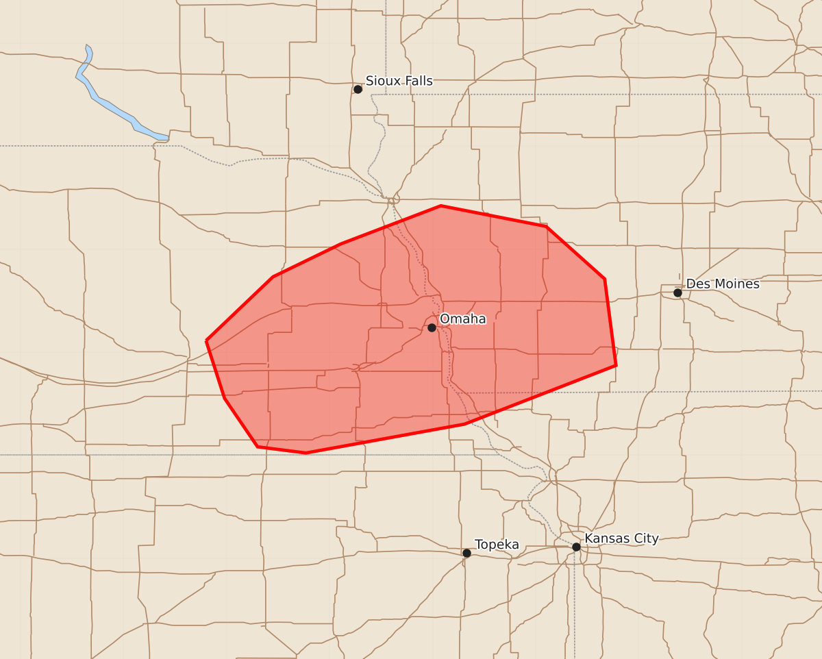 Risk area map for Mesoscale Discussion 2294