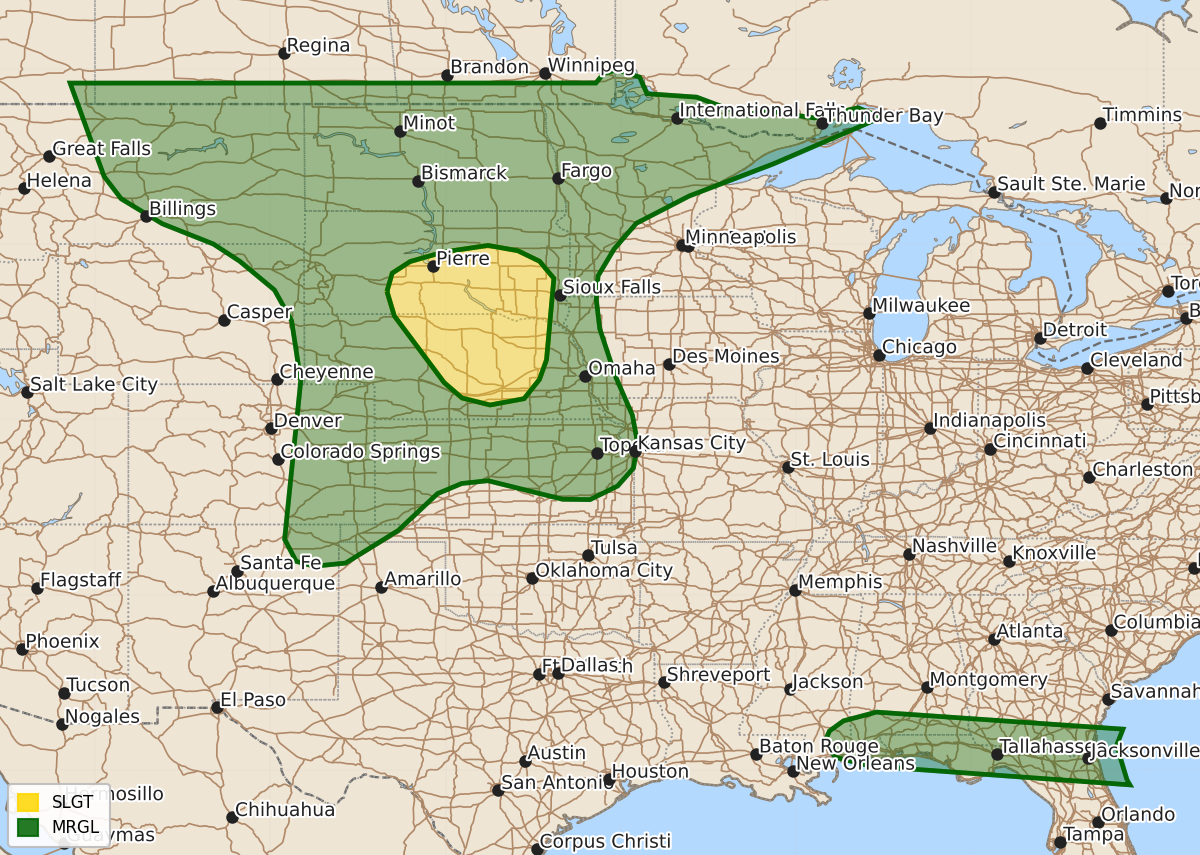 Risk area map for Day 1 Areal Outline
