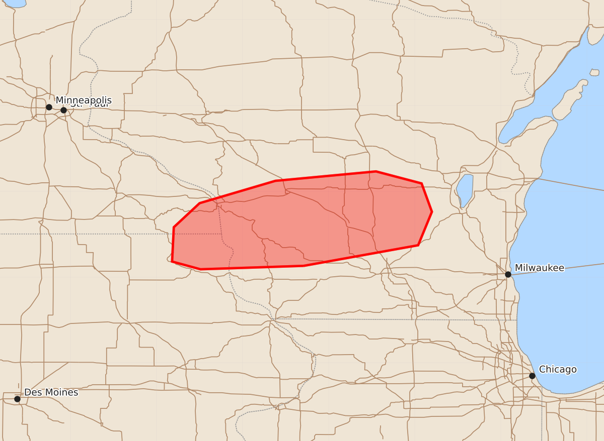 Risk area map for Mesoscale Discussion 1433