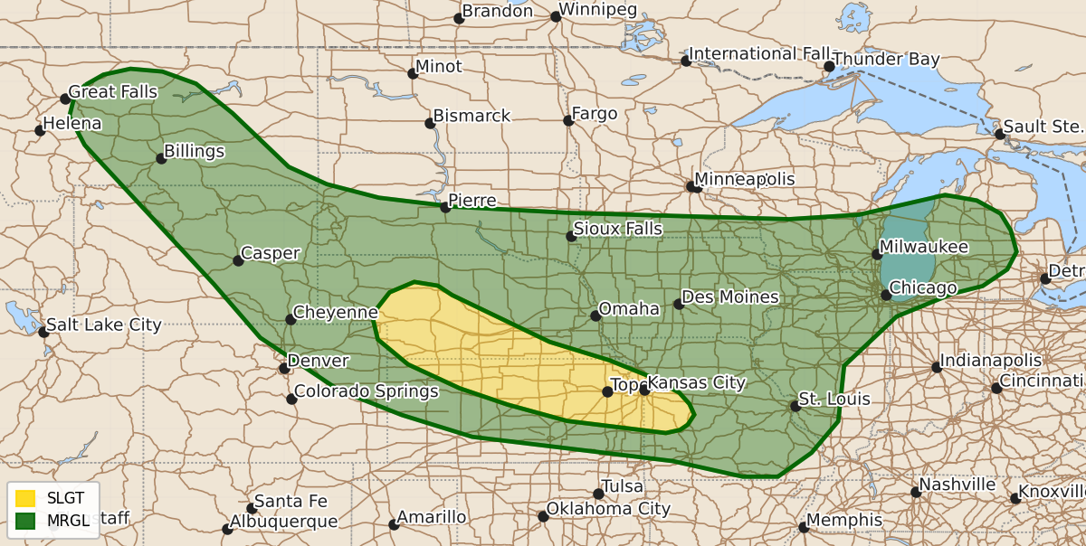 Risk area map for Day 1 Areal Outline