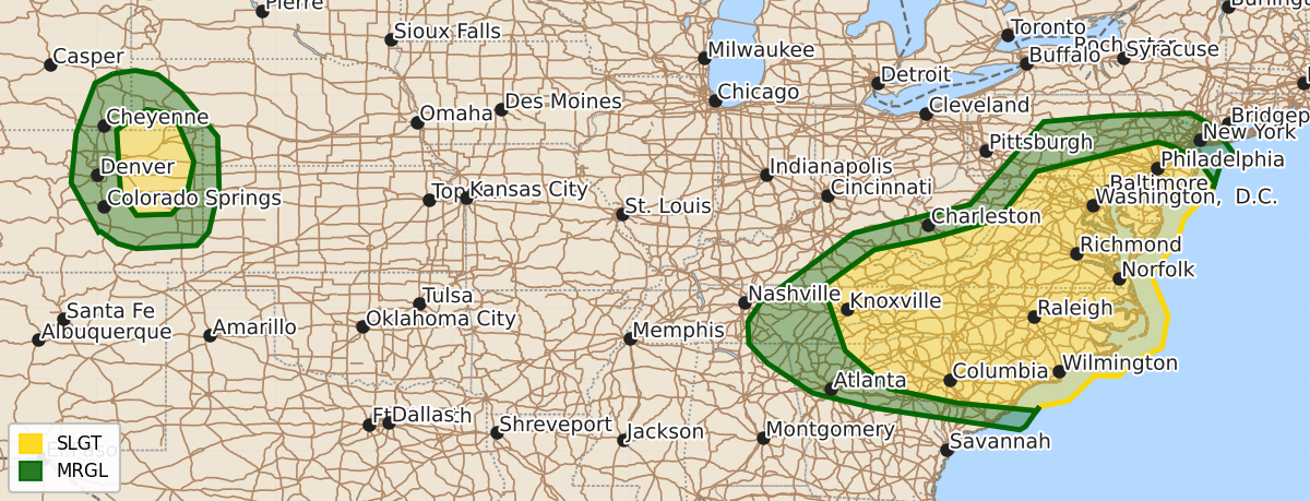 Risk area map for Day 1 Areal Outline