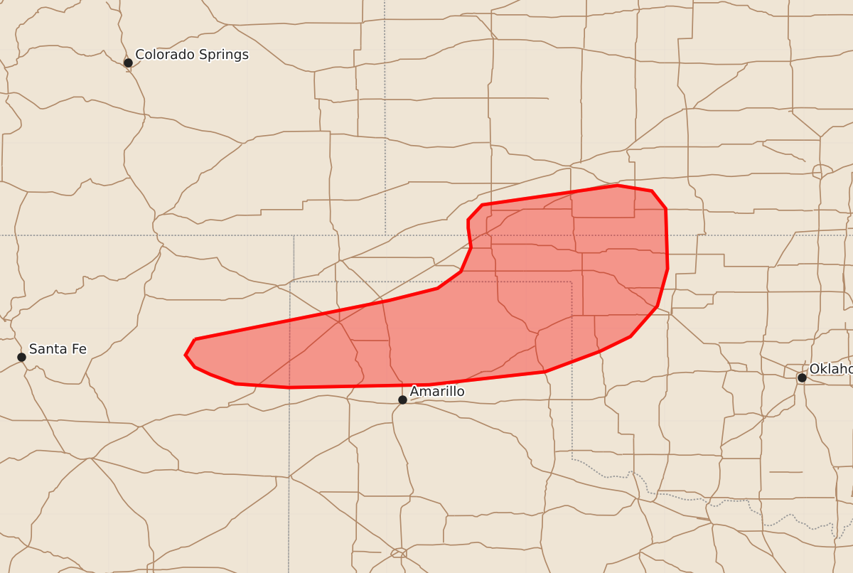 Risk area map for Mesoscale Discussion 1114