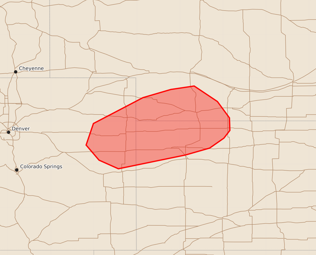 Risk area map for Mesoscale Discussion 1768