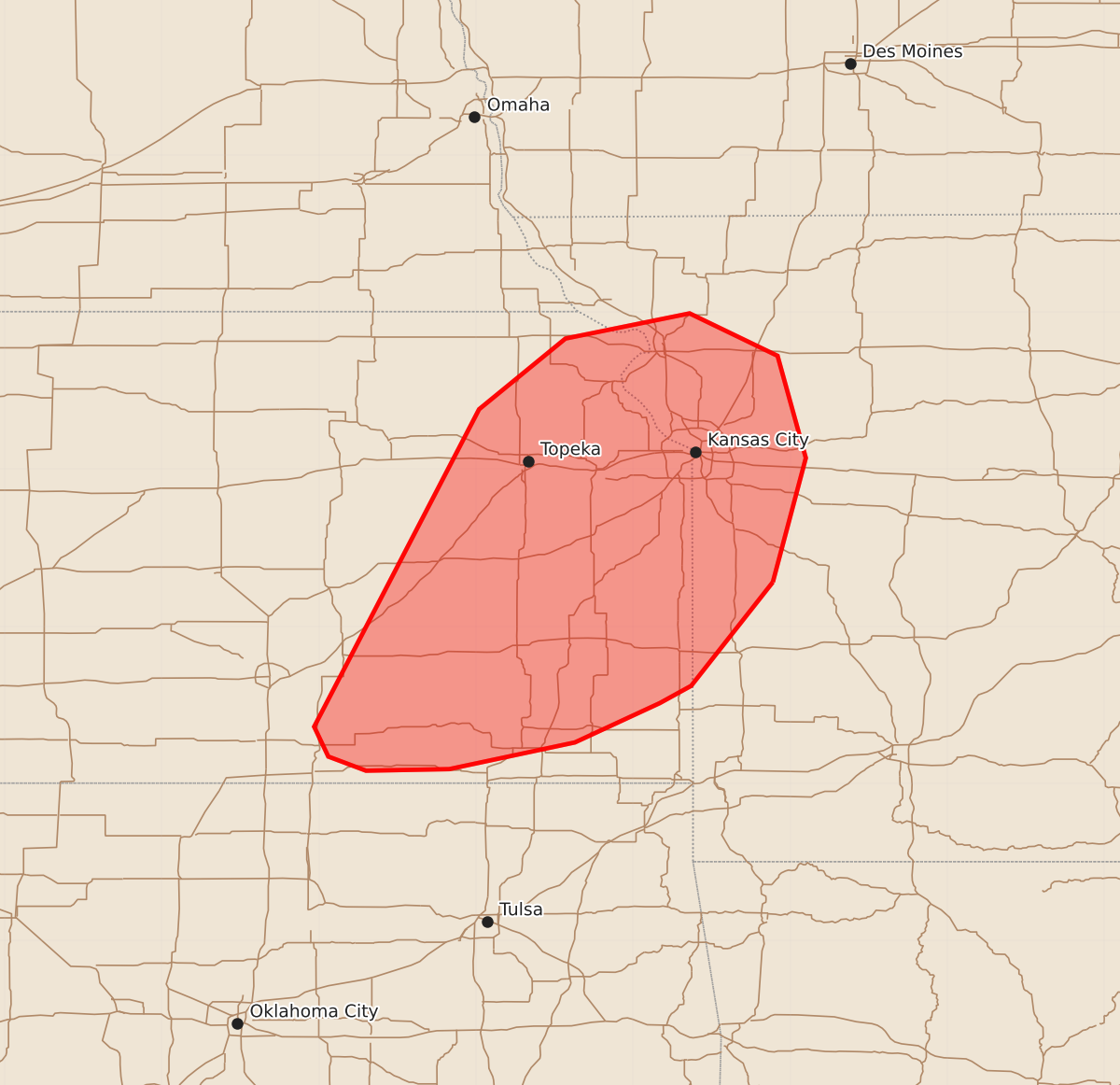 Risk area map for Mesoscale Discussion 1223