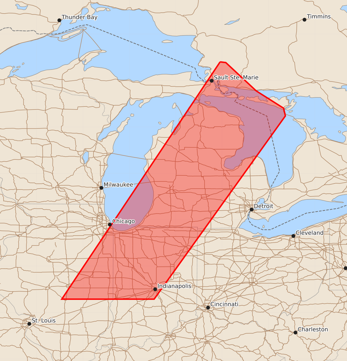 Risk area map for Watch 318 Outline