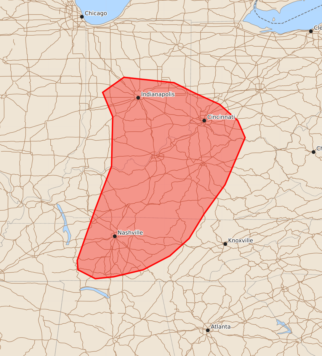 Risk area map for Mesoscale Discussion 1816