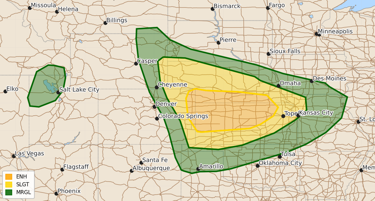 Risk area map for Day 2 Areal Outline