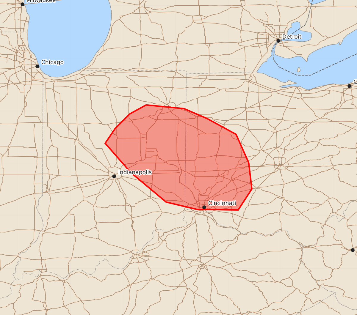 Risk area map for Mesoscale Discussion 1770