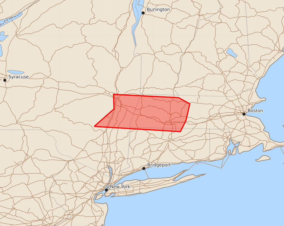 Risk area map for Mesoscale Discussion 1865