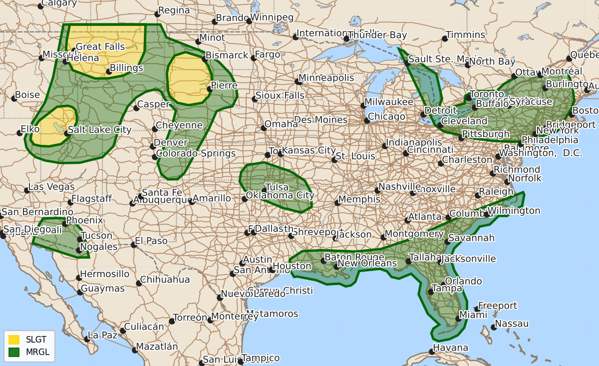 Risk area map for Day 1 Areal Outline