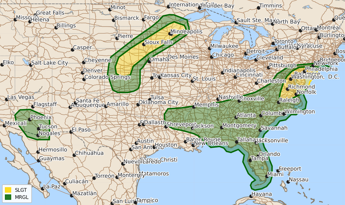 Risk area map for Day 1 Areal Outline