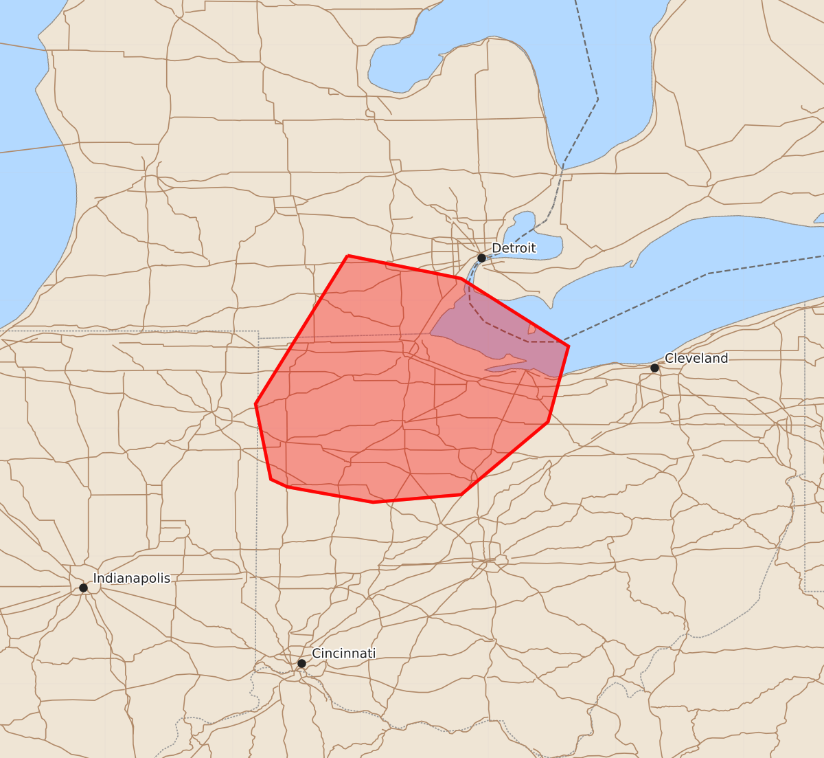 Risk area map for Mesoscale Discussion 1880