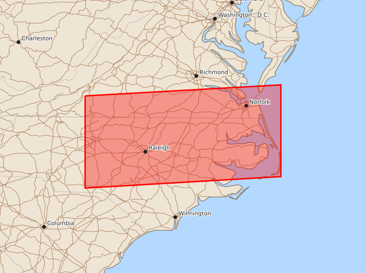 Risk area map for Watch 498 Outline