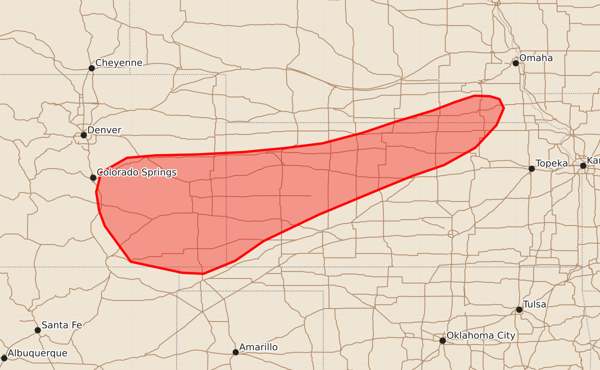 Risk area map for Mesoscale Discussion 2271