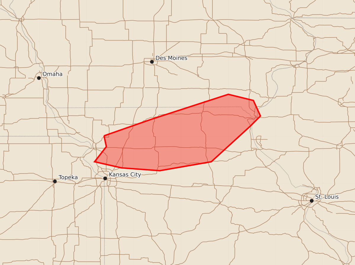 Risk area map for Mesoscale Discussion 1574