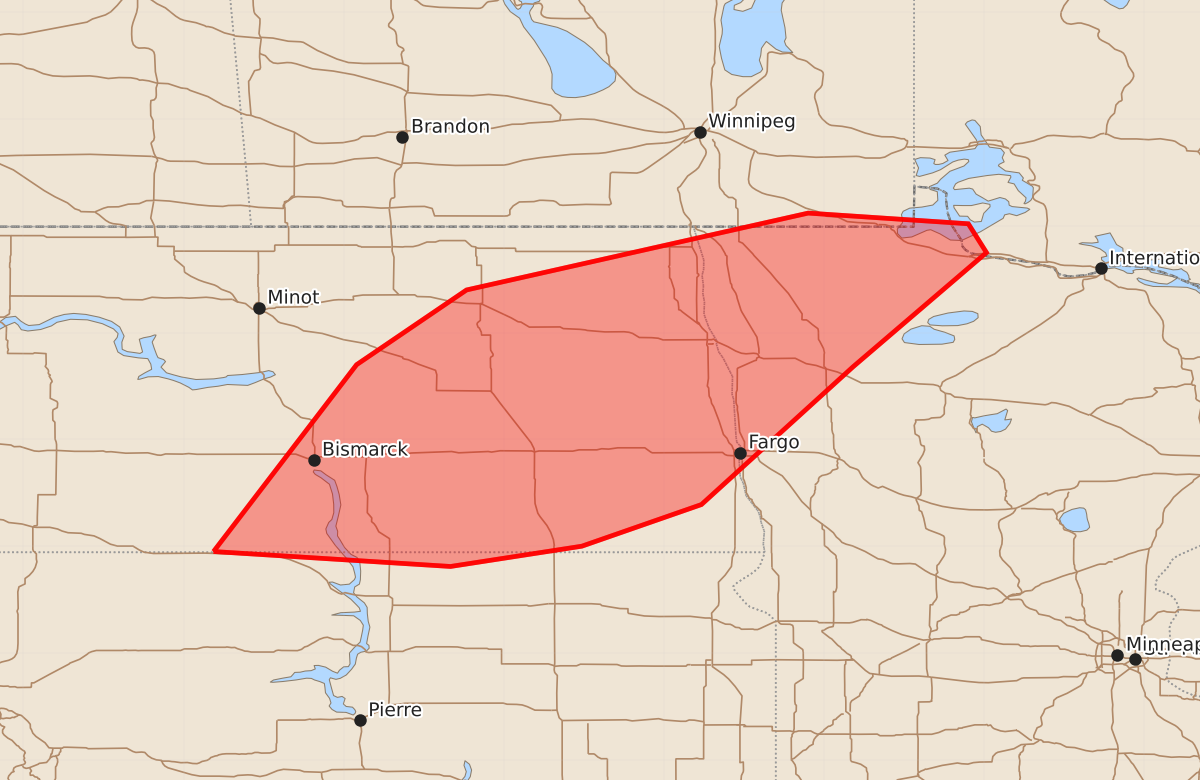 Risk area map for Mesoscale Discussion 1826