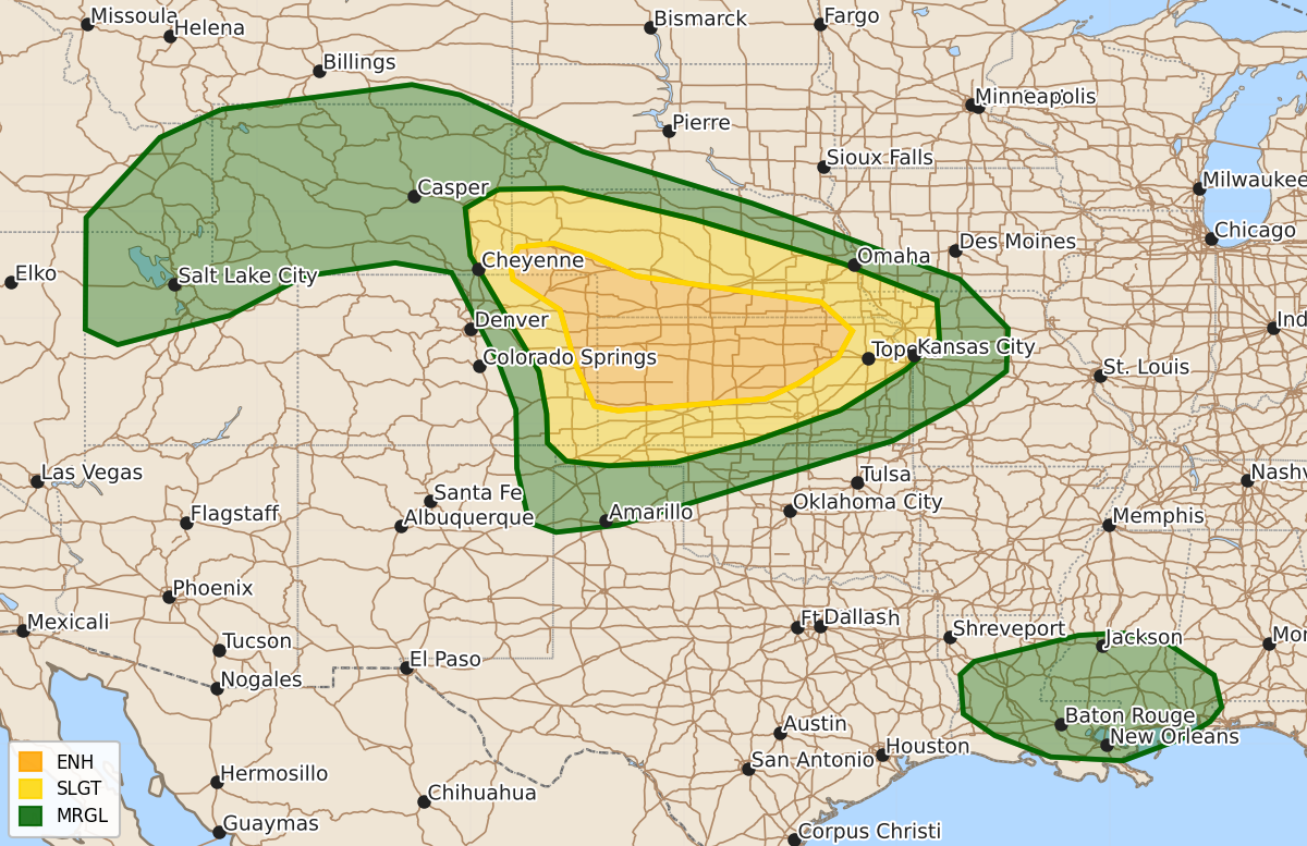 Risk area map for Day 1 Areal Outline