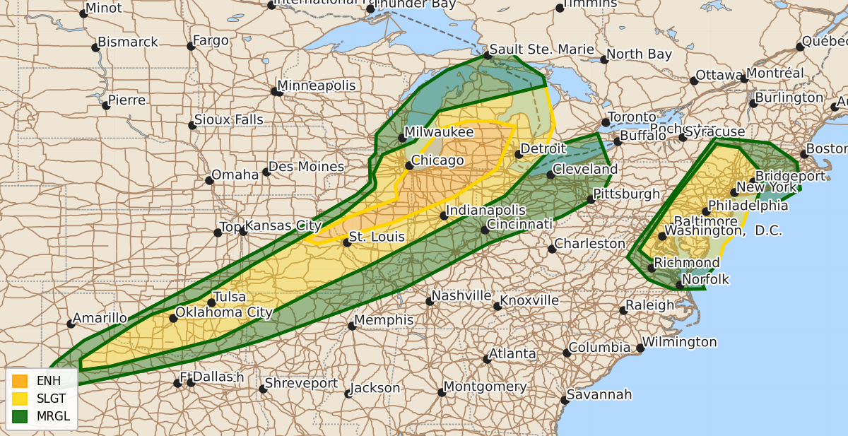 Risk area map for Day 1 Areal Outline