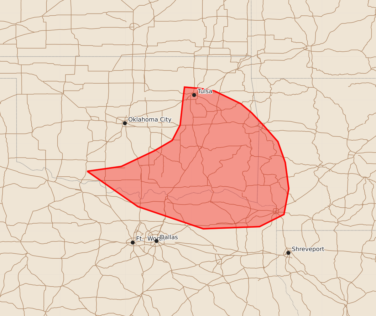 Risk area map for Mesoscale Discussion 1249