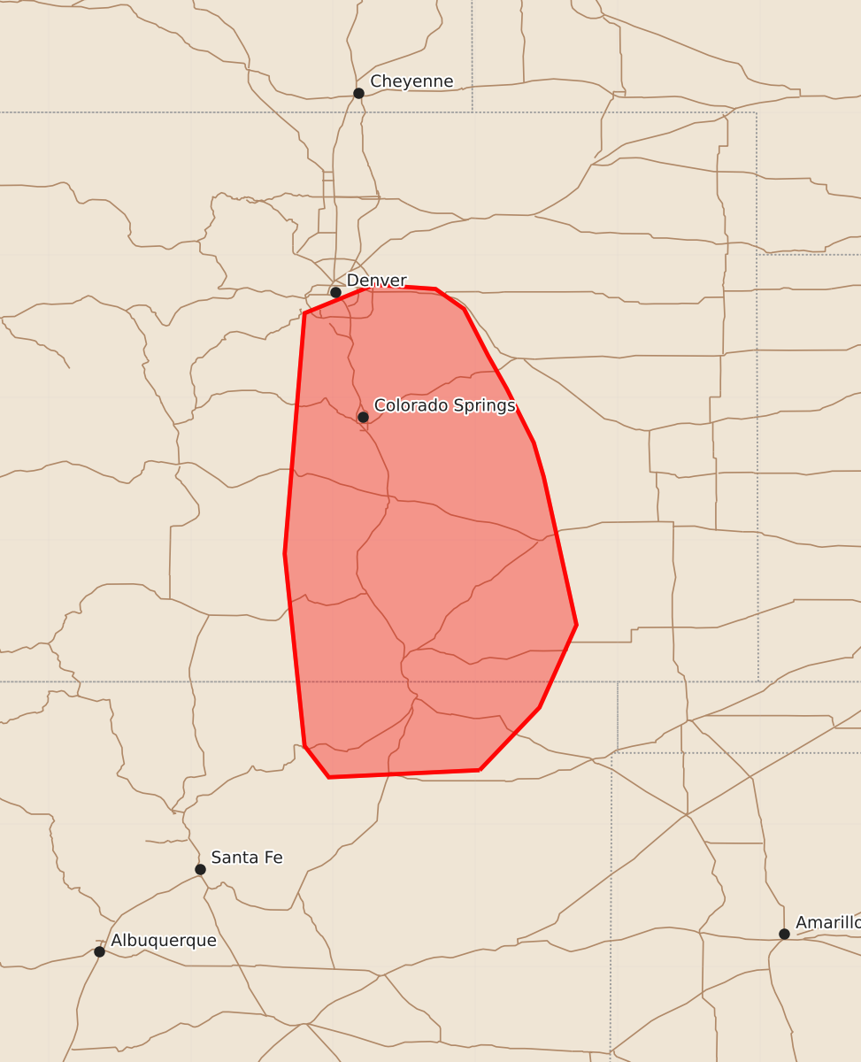 Risk area map for Mesoscale Discussion 1812