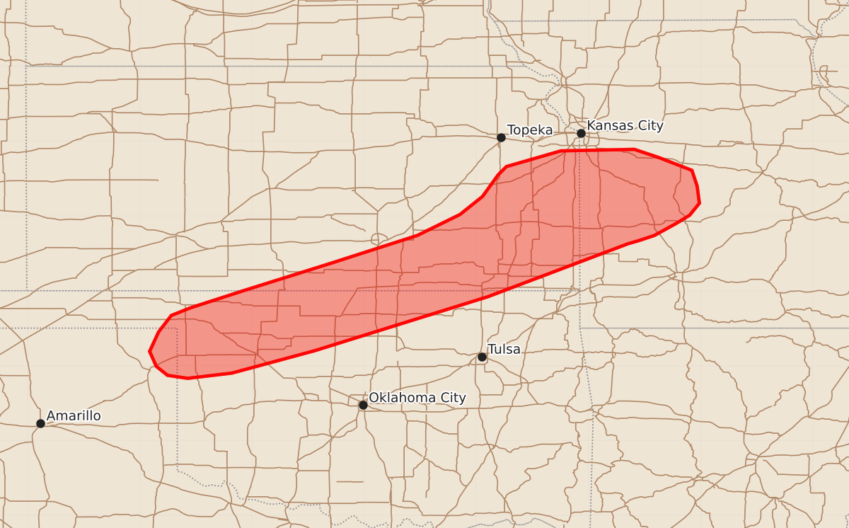 Risk area map for Mesoscale Discussion 2275