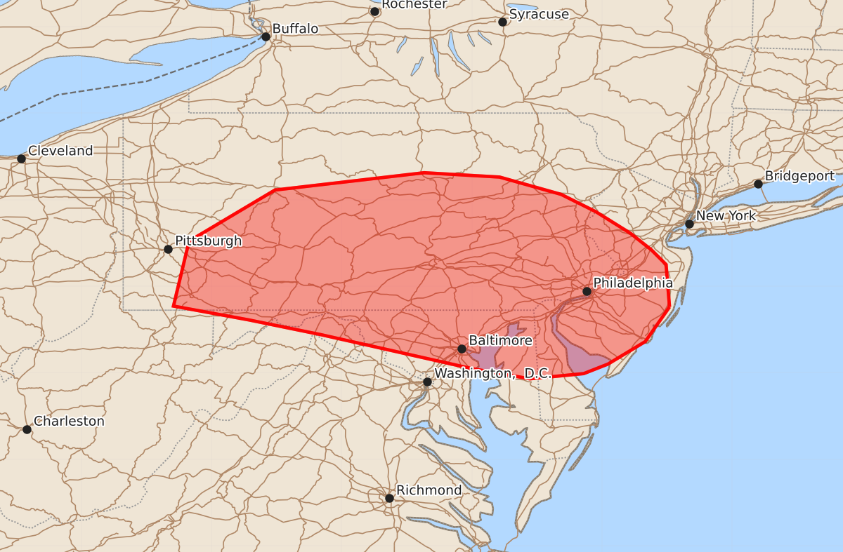 Risk area map for Mesoscale Discussion 1780