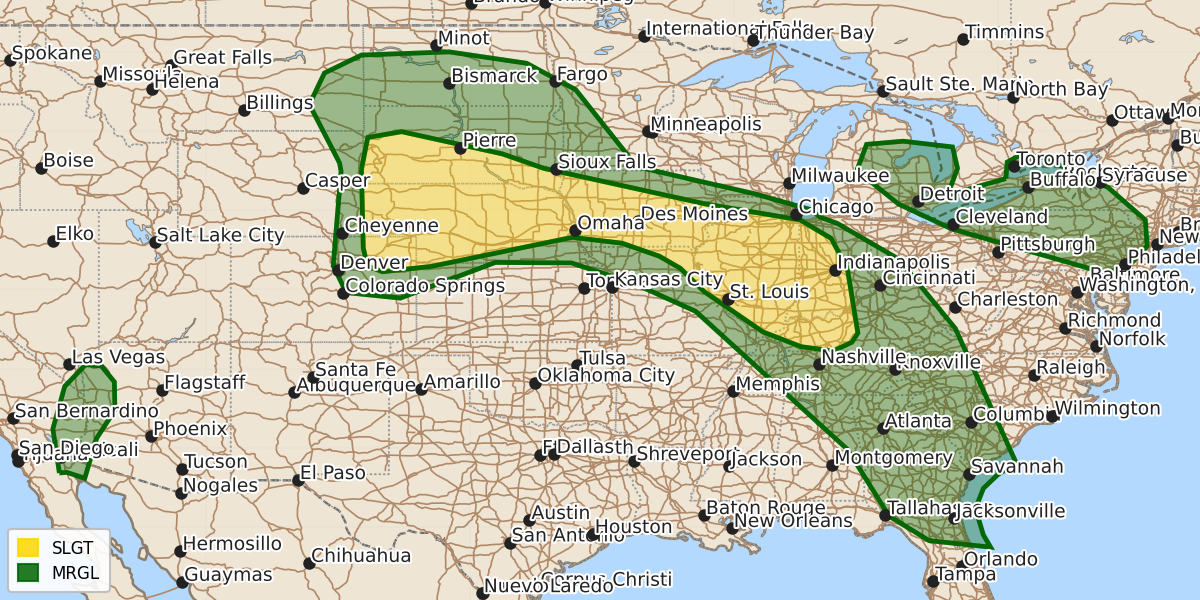 Risk area map for Day 1 Areal Outline