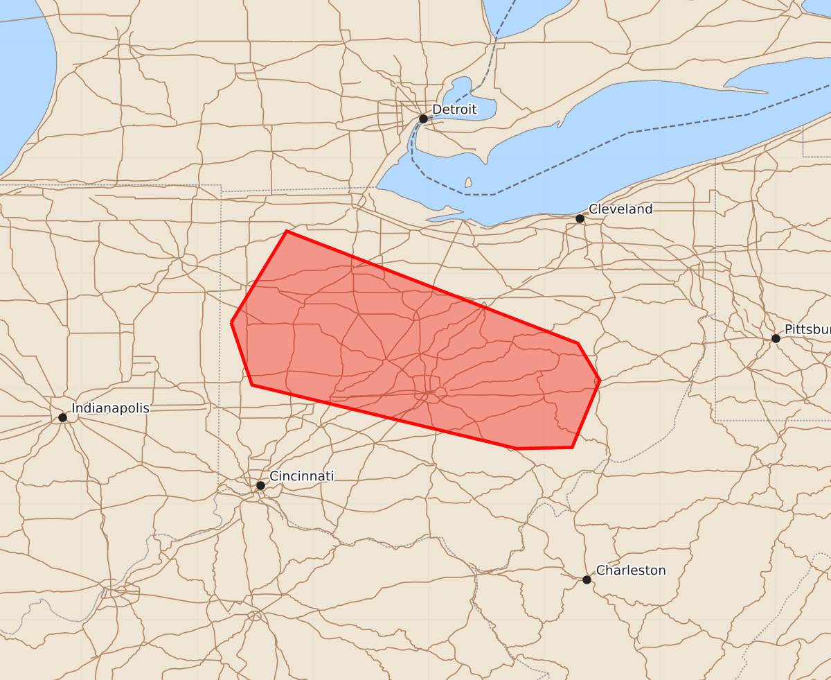 Risk area map for Mesoscale Discussion 1915