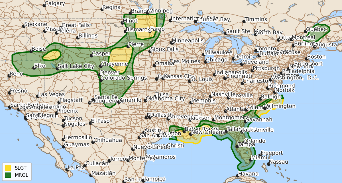 Risk area map for Day 1 Areal Outline