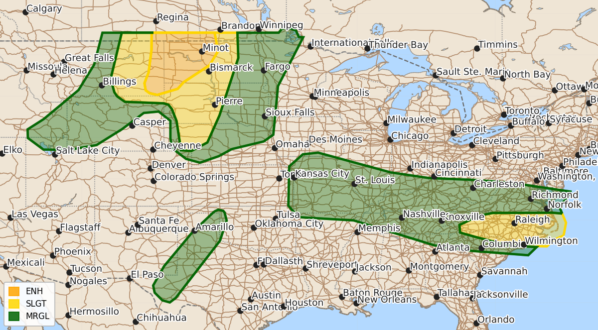 Risk area map for Day 1 Areal Outline