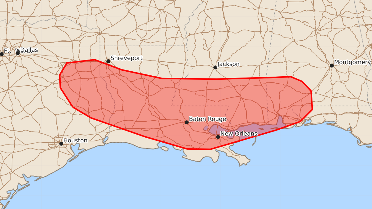 Risk area map for Mesoscale Discussion 2066
