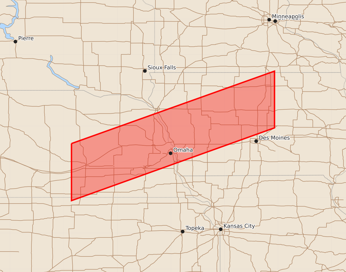 Risk area map for Watch 473 Outline