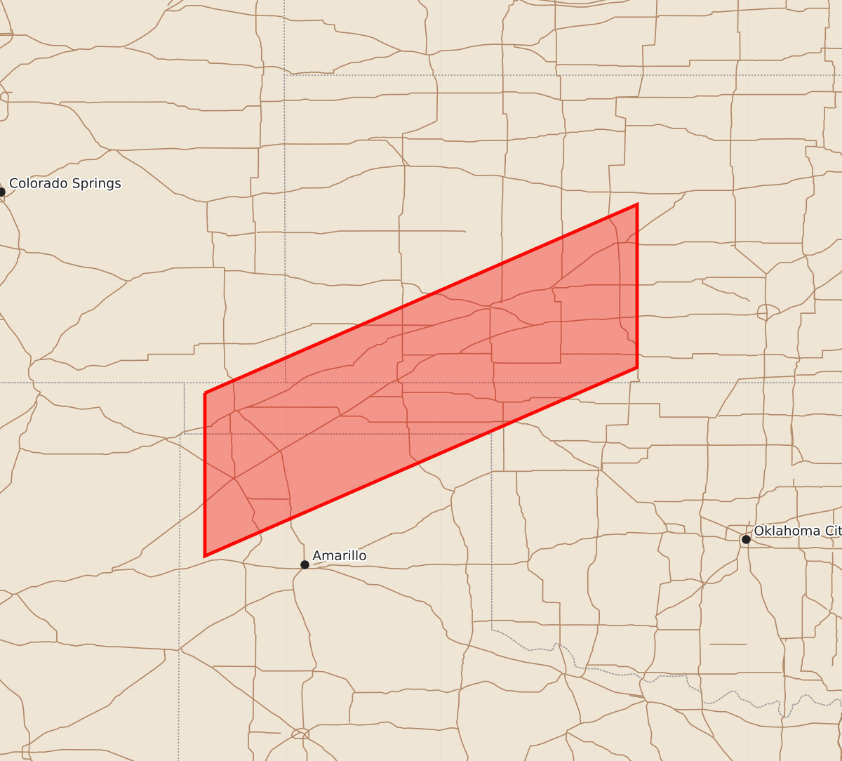 Risk area map for Watch 329 Outline