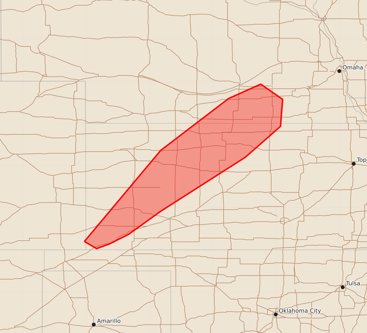 Risk area map for Mesoscale Discussion 2297