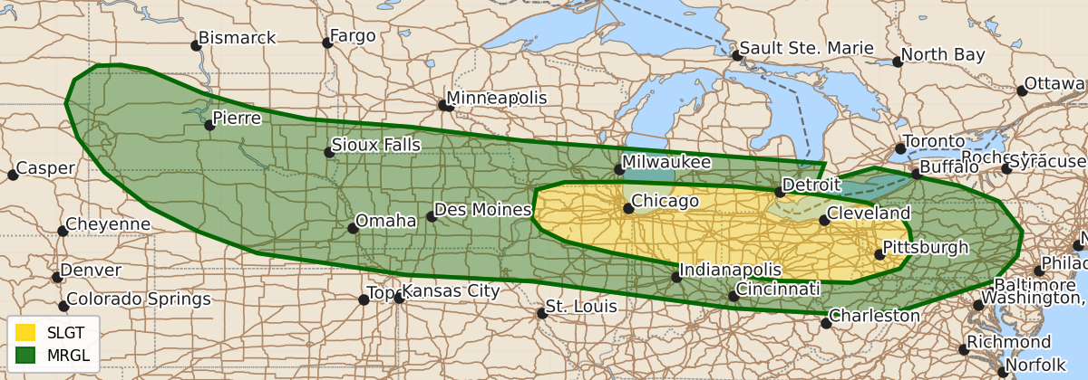 Risk area map for Day 3 Areal Outline