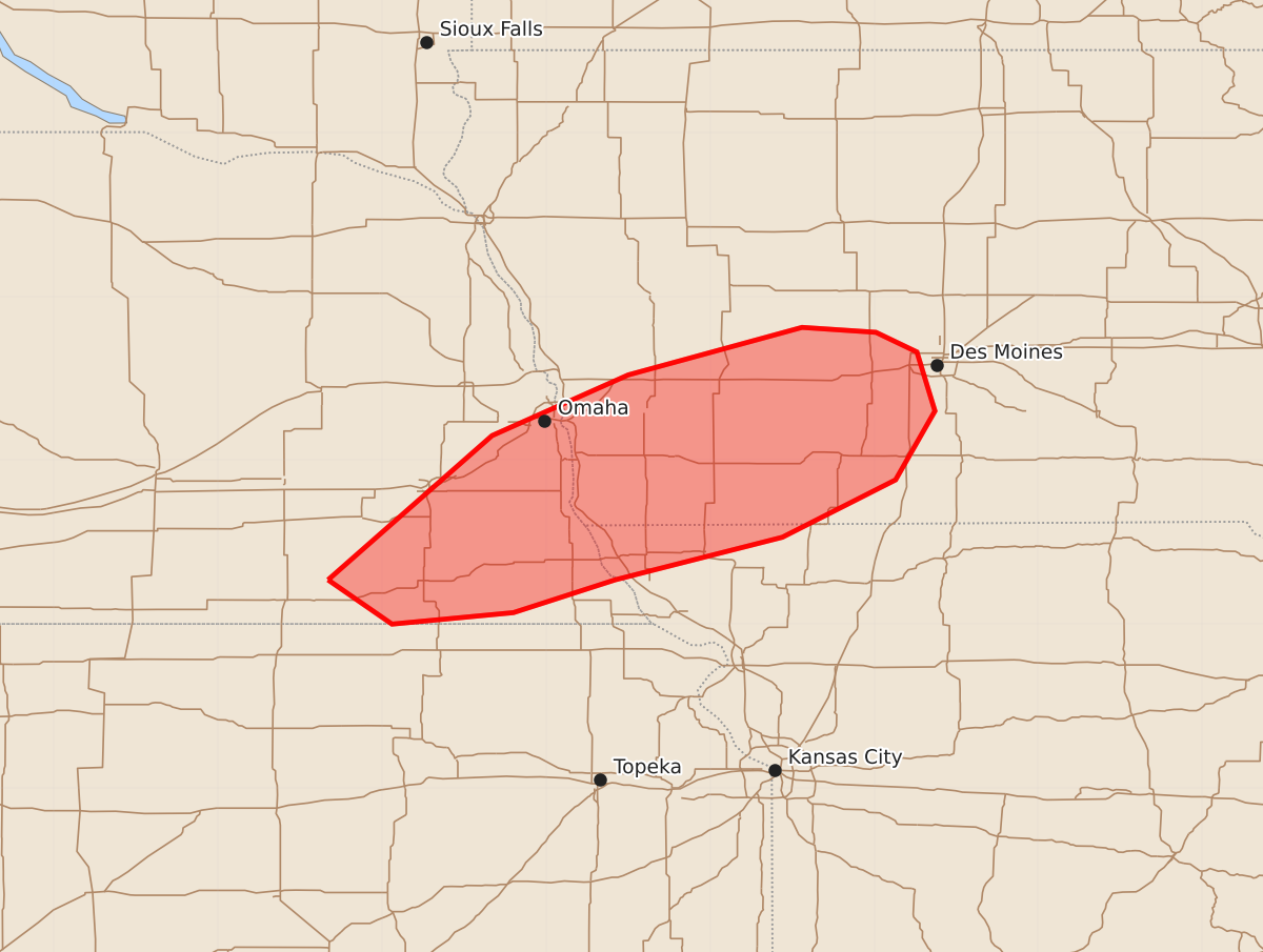 Risk area map for Mesoscale Discussion 2298