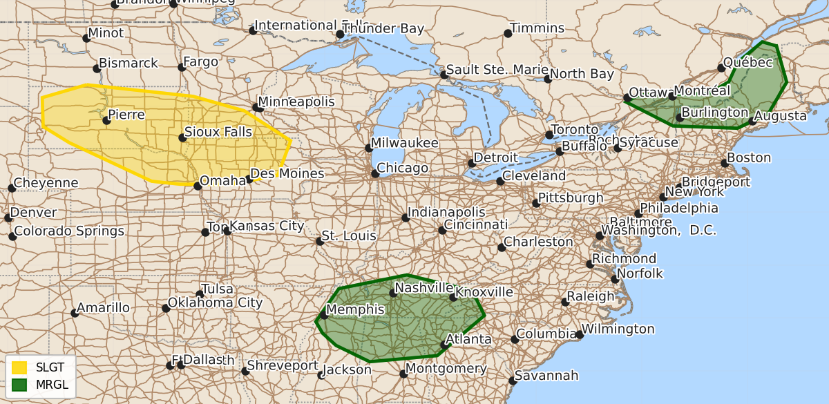 Risk area map for Day 3 Areal Outline