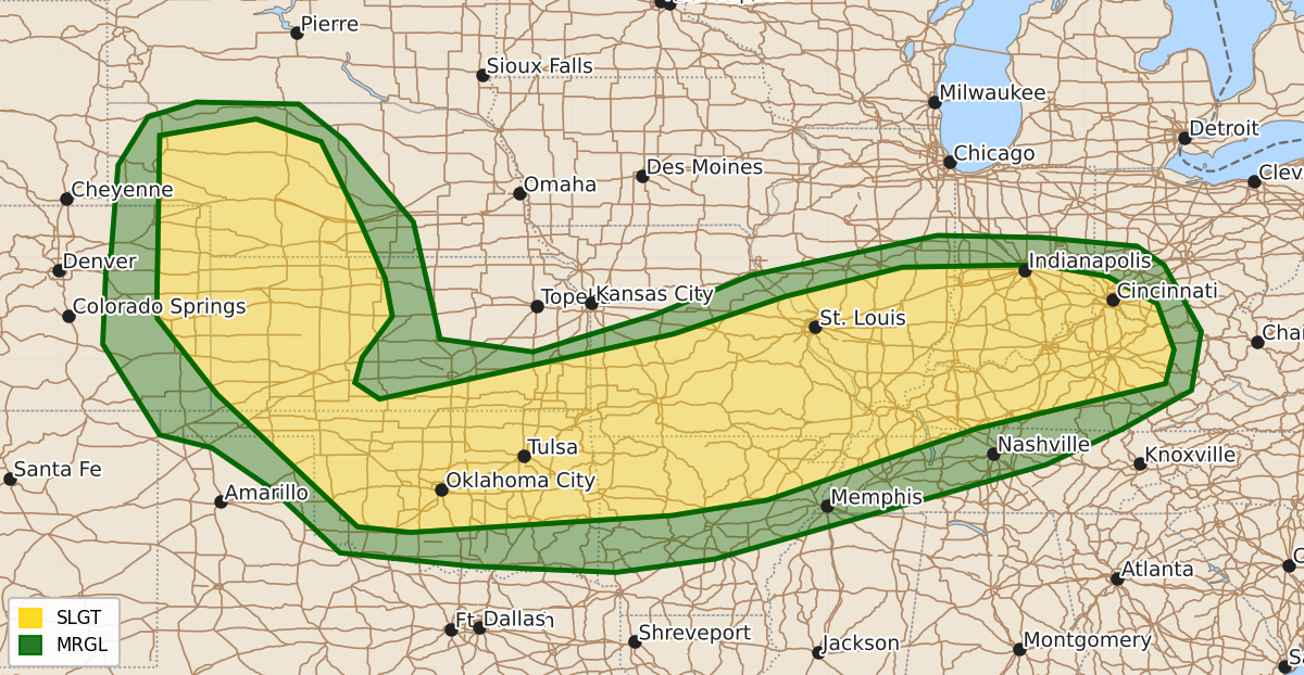 Risk area map for Day 1 Areal Outline