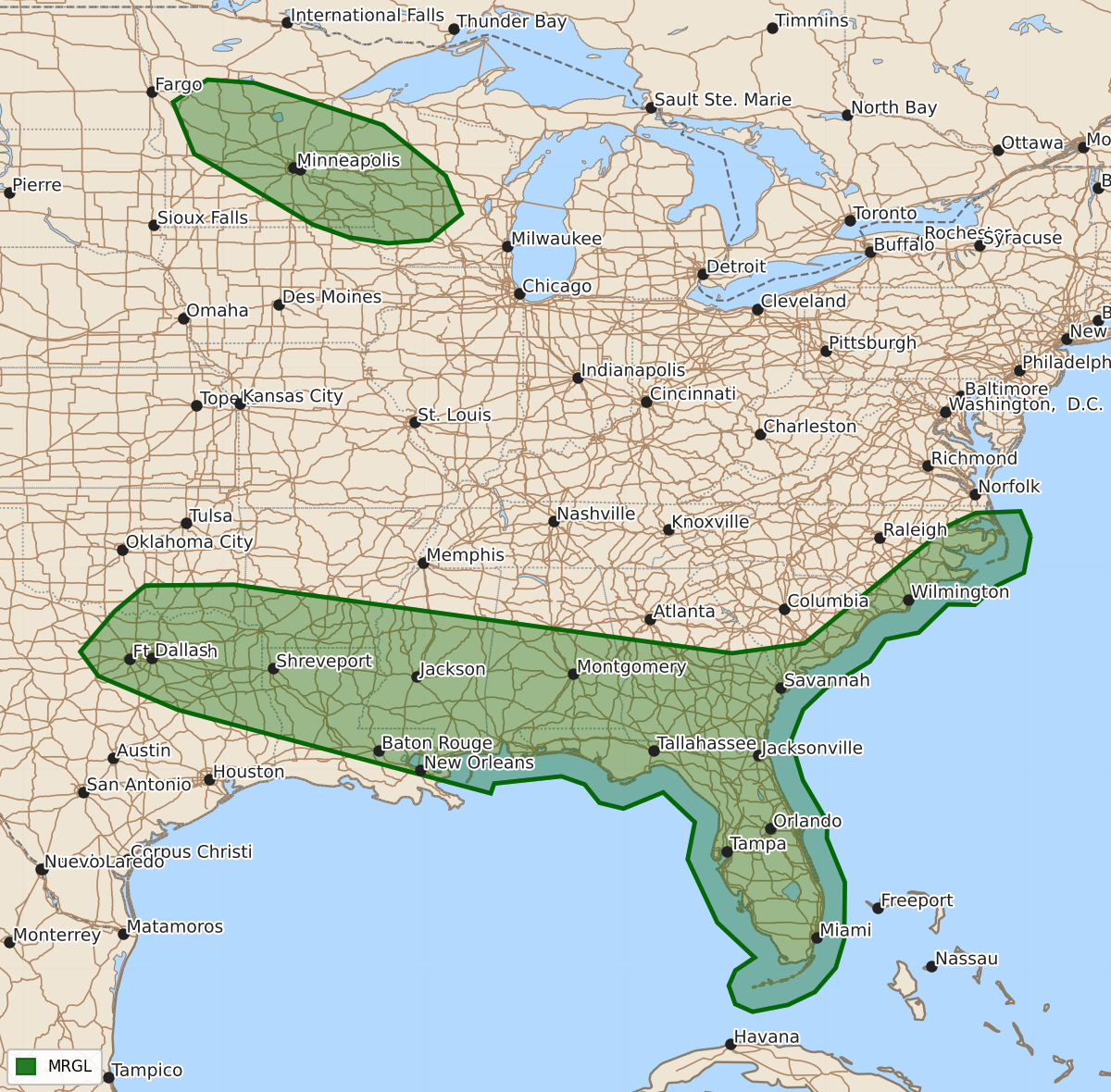 Risk area map for Day 2 Areal Outline