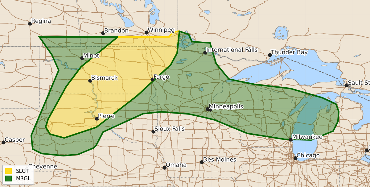 Risk area map for Day 1 Areal Outline