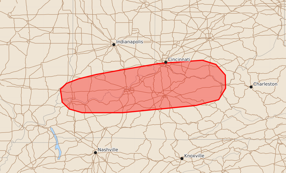 Risk area map for Mesoscale Discussion 1177