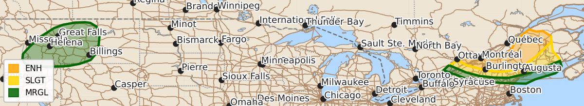 Risk area map for Day 1 Convective Outlook