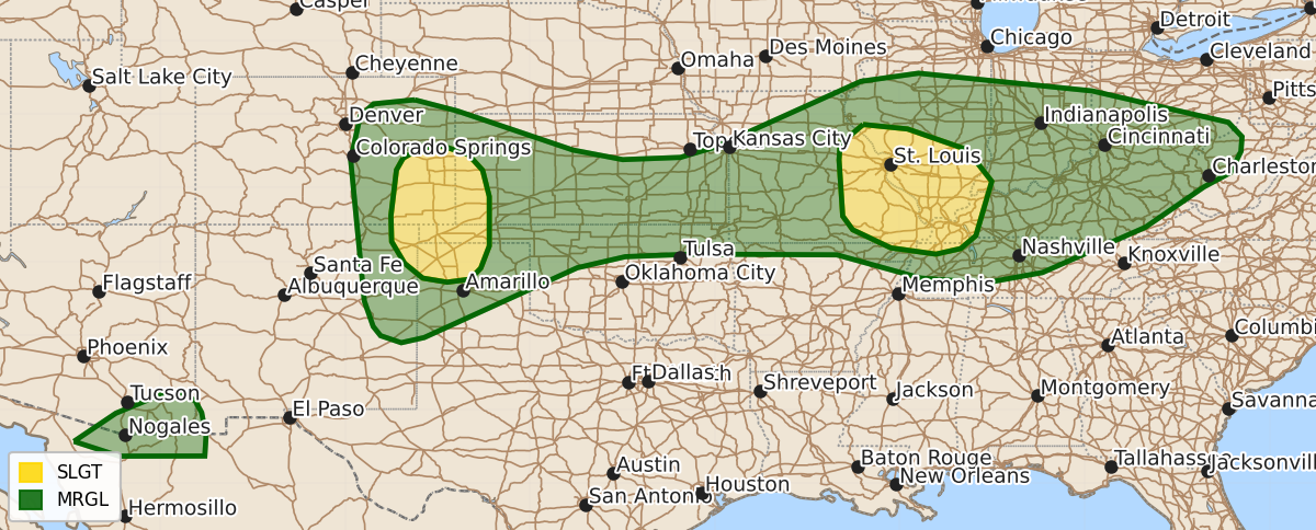 Risk area map for Day 1 Areal Outline