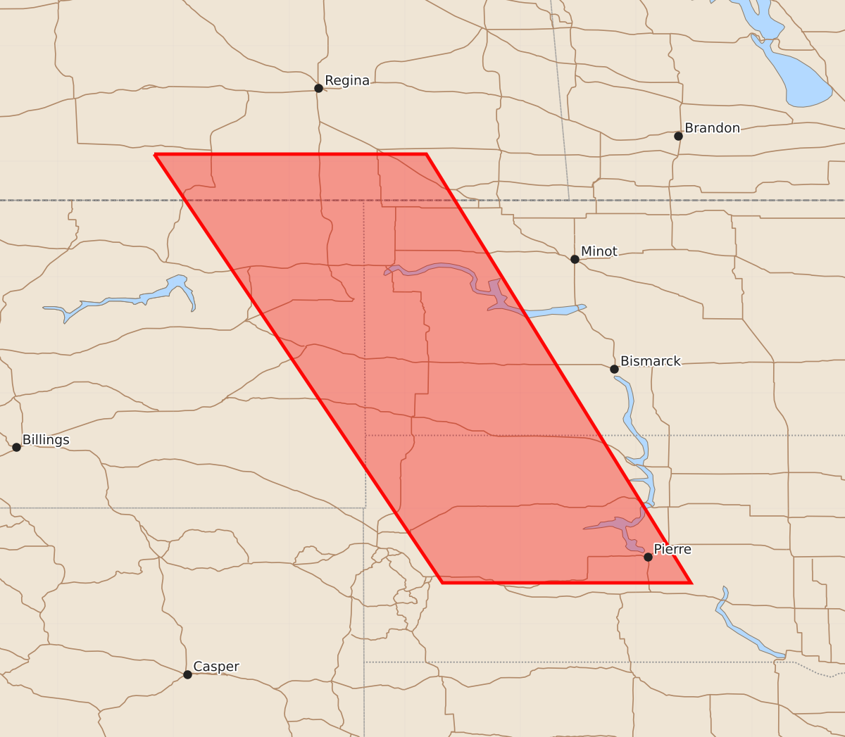 Risk area map for Watch 534 Outline