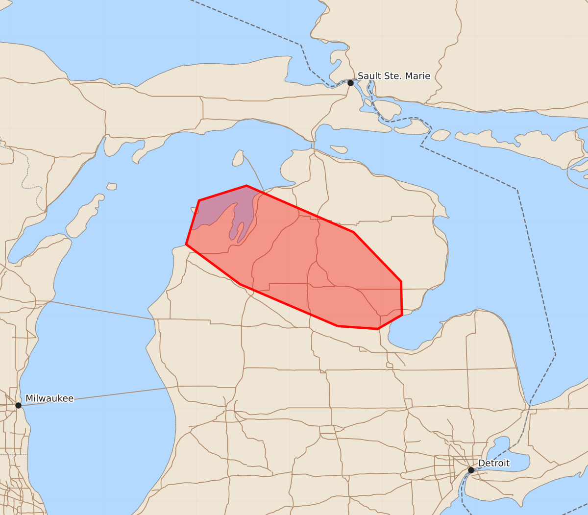 Risk area map for Mesoscale Discussion 1686