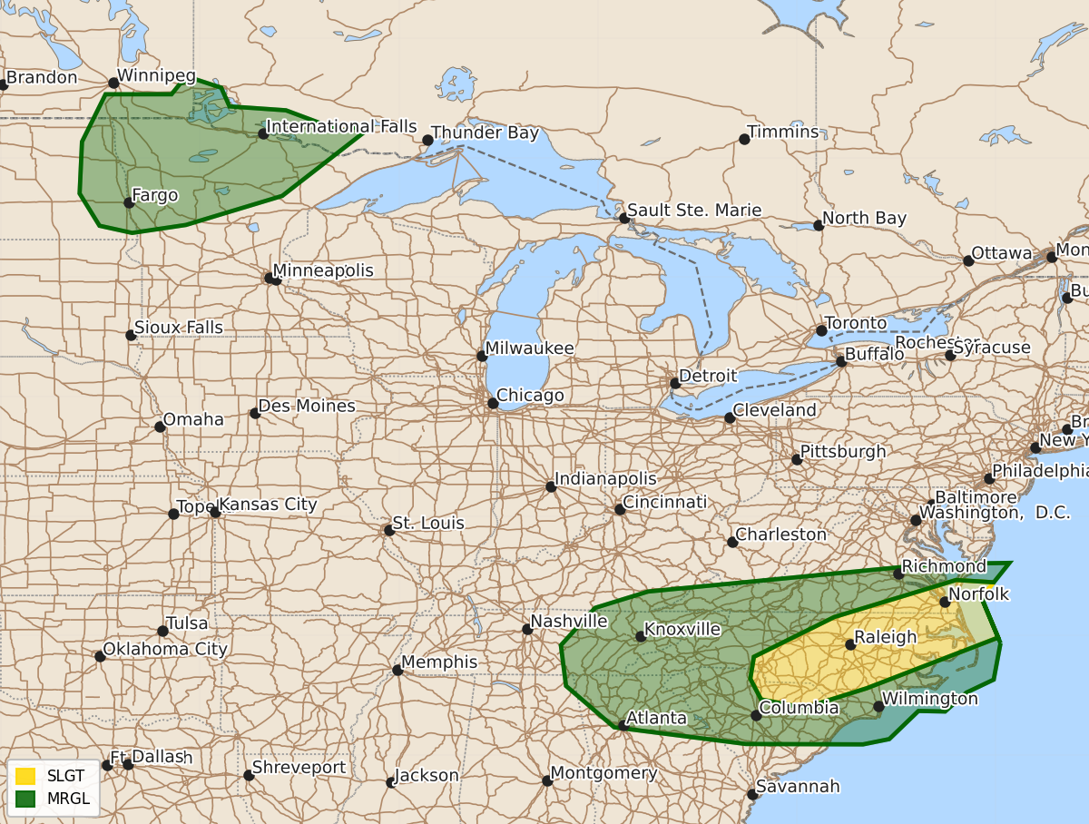 Risk area map for Day 3 Areal Outline