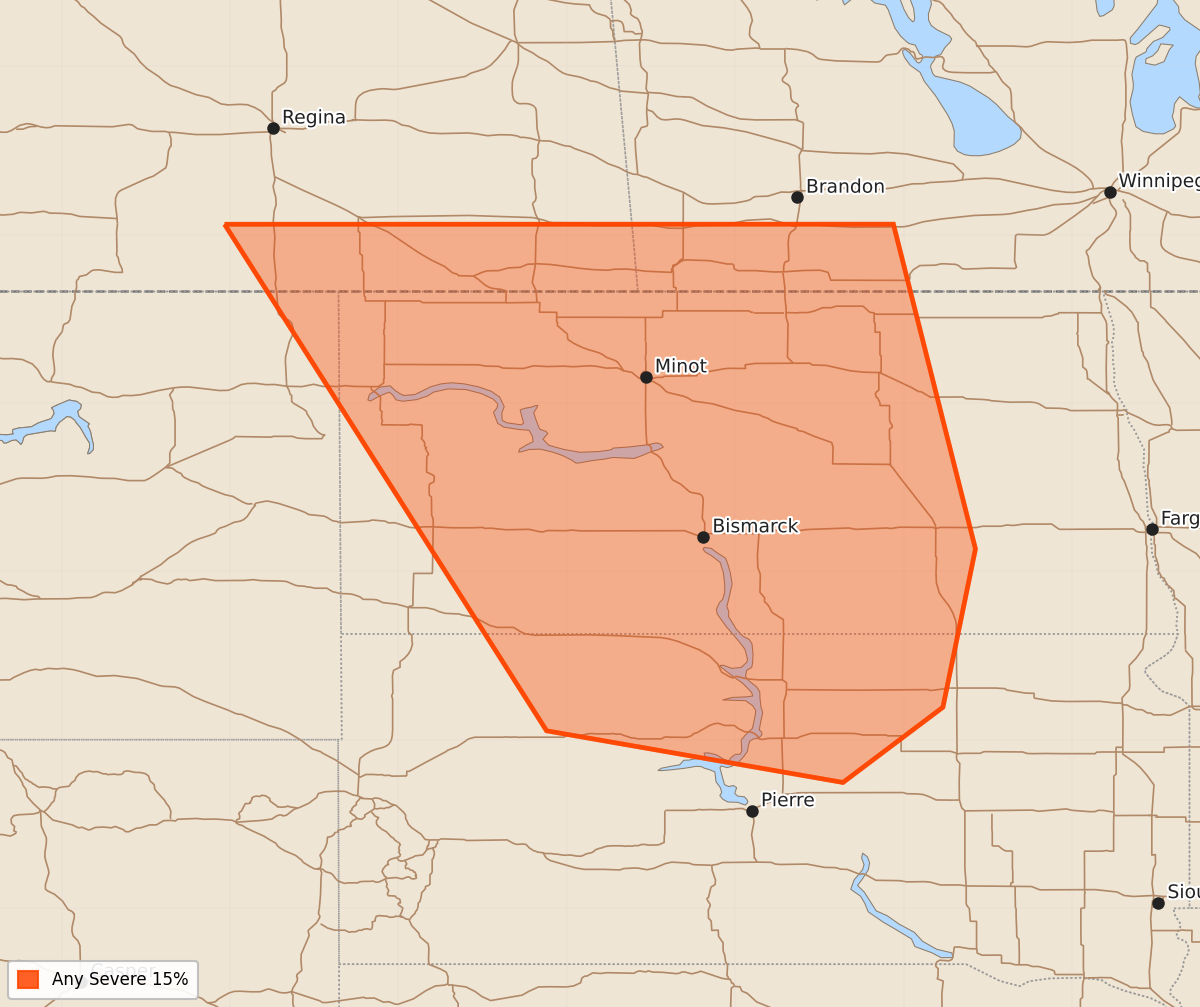 Risk area map for Day 4-8 Convective Outlook